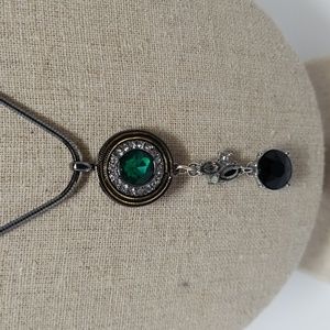 Nine West Womens 35" Faux Emerald Gemstone Date Night Rihanna Beyonce Necklace